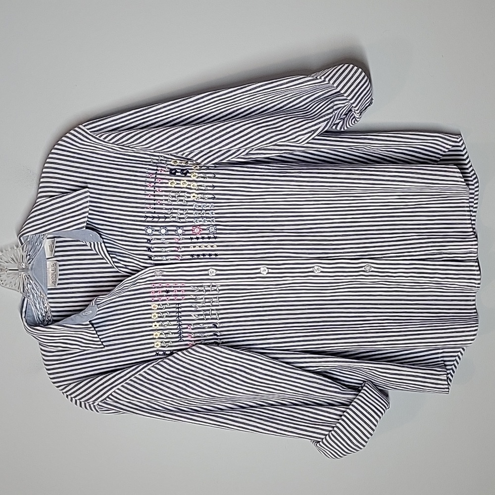KORET FRANCISCA embroidered floral stripe button up shirt